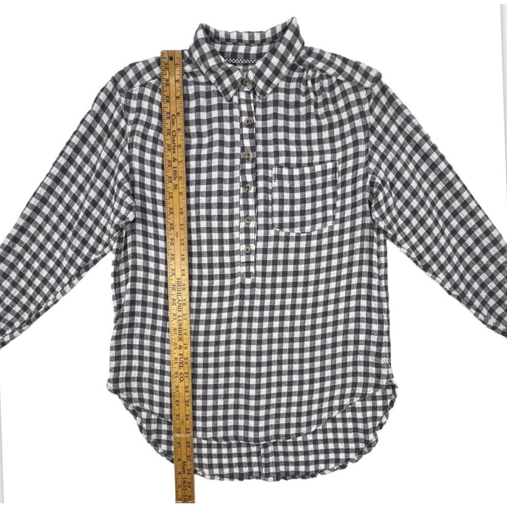 Anthropologie Isadora Button Back Shirt XS Black White Gingham Soft Flannel - Picture 9 of 9
